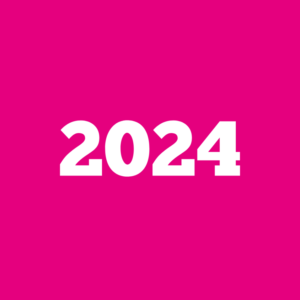 The number 2024 on a pink background