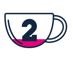 A coffee cup with the number 2 on it
