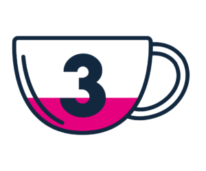 A coffee cup with the number 3 on it