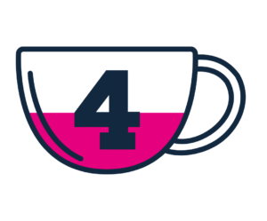 A coffee cup with the number 4 on it