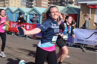 One of our runners, running for Team Domenica at Brighton Marathon Weekend