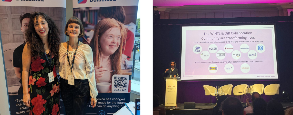 Two photos of Team Domenica staff at the WiHTL & DiR Inclusion Summit and Awards