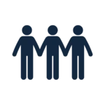 A graphic of three people stood together holding hands