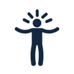 A graphic of a happy stick figure