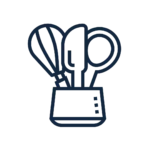 A graphic of a spatula, spoon and whisk