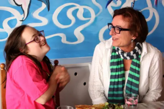 Baroness Rosa Monckton MBE with her daughter Domenica at Team Domenica.