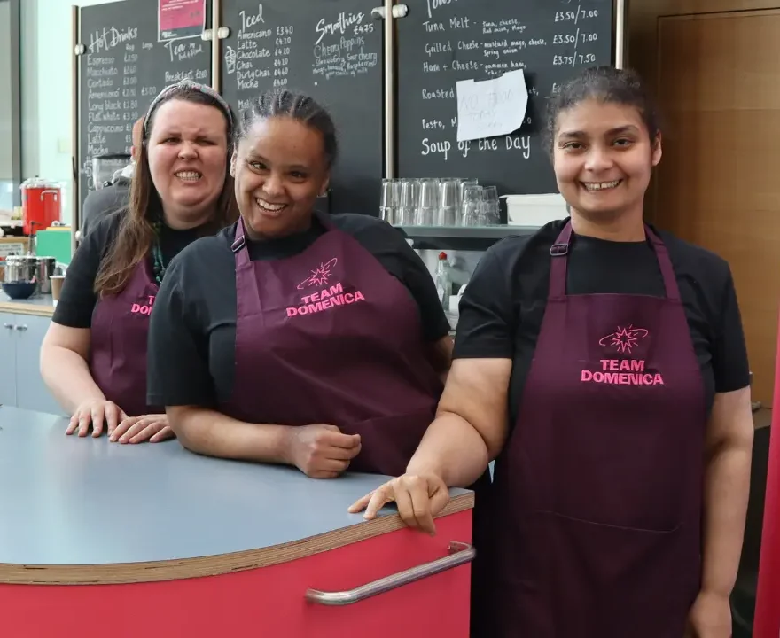 Three team Domenica candidates stood in the charity's café in Jubilee Library
