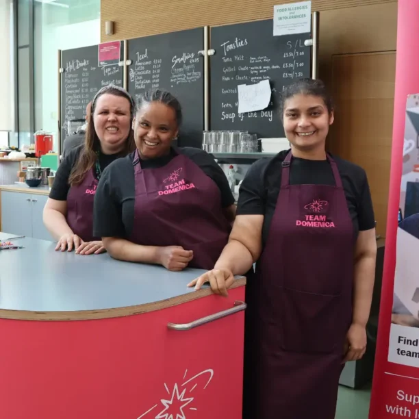 Three team Domenica candidates stood in the charity's café in Jubilee Library